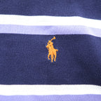 Polo Ralph Lauren 90s Vintage Polo Shirt, Size M, Navy, Striped, Small Pony Logo Embroidery, Golf Fit