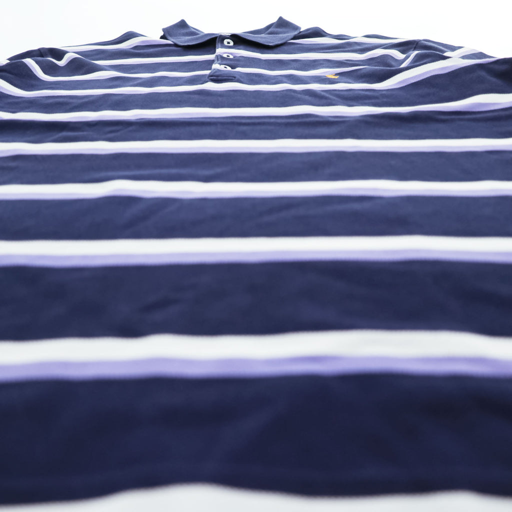 Polo Ralph Lauren 90s Vintage Polo Shirt, Size M, Navy, Striped, Small Pony Logo Embroidery, Golf Fit