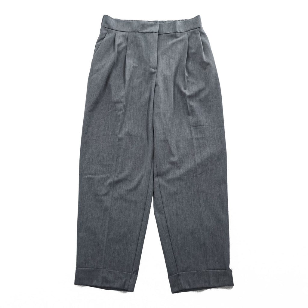 ZARA 2-Tuck Pleated Wide Slacks Pants Trousers Size M, Gray, Stretch, Double Cuffs