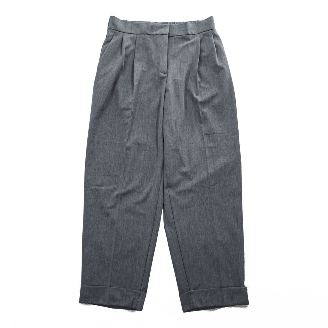 ZARA 2-Tuck Pleated Wide Slacks Pants Trousers Size M, Gray, Stretch, Double Cuffs
