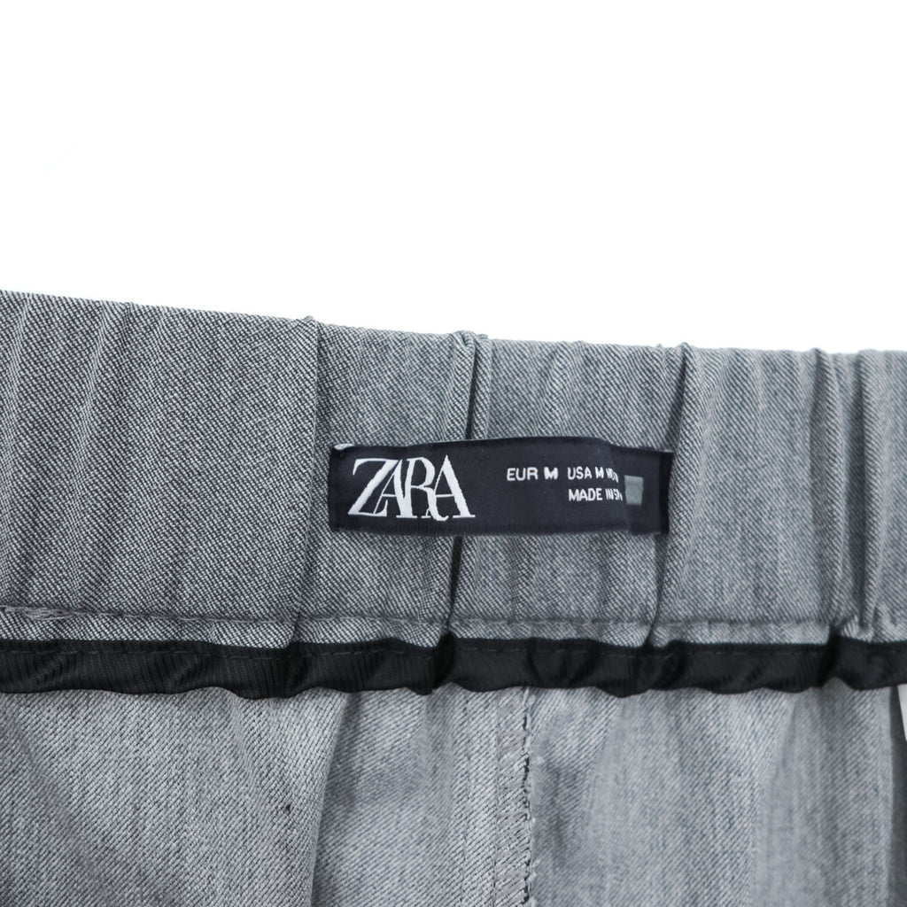 ZARA 2-Tuck Pleated Wide Slacks Pants Trousers Size M, Gray, Stretch, Double Cuffs