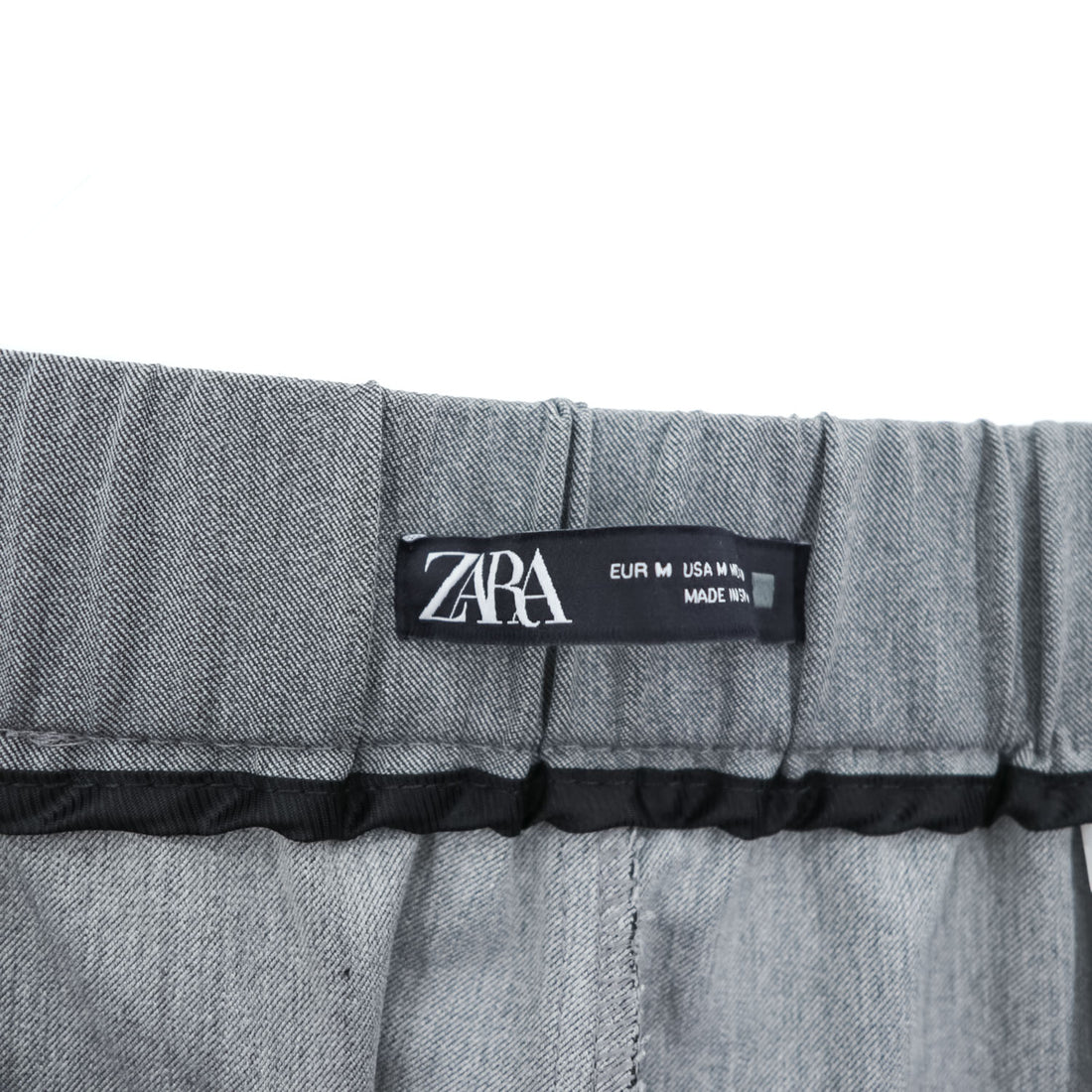 ZARA 2-Tuck Pleated Wide Slacks Pants Trousers Size M, Gray, Stretch, Double Cuffs