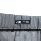 ZARA 2-Tuck Pleated Wide Slacks Pants Trousers Size M, Gray, Stretch, Double Cuffs