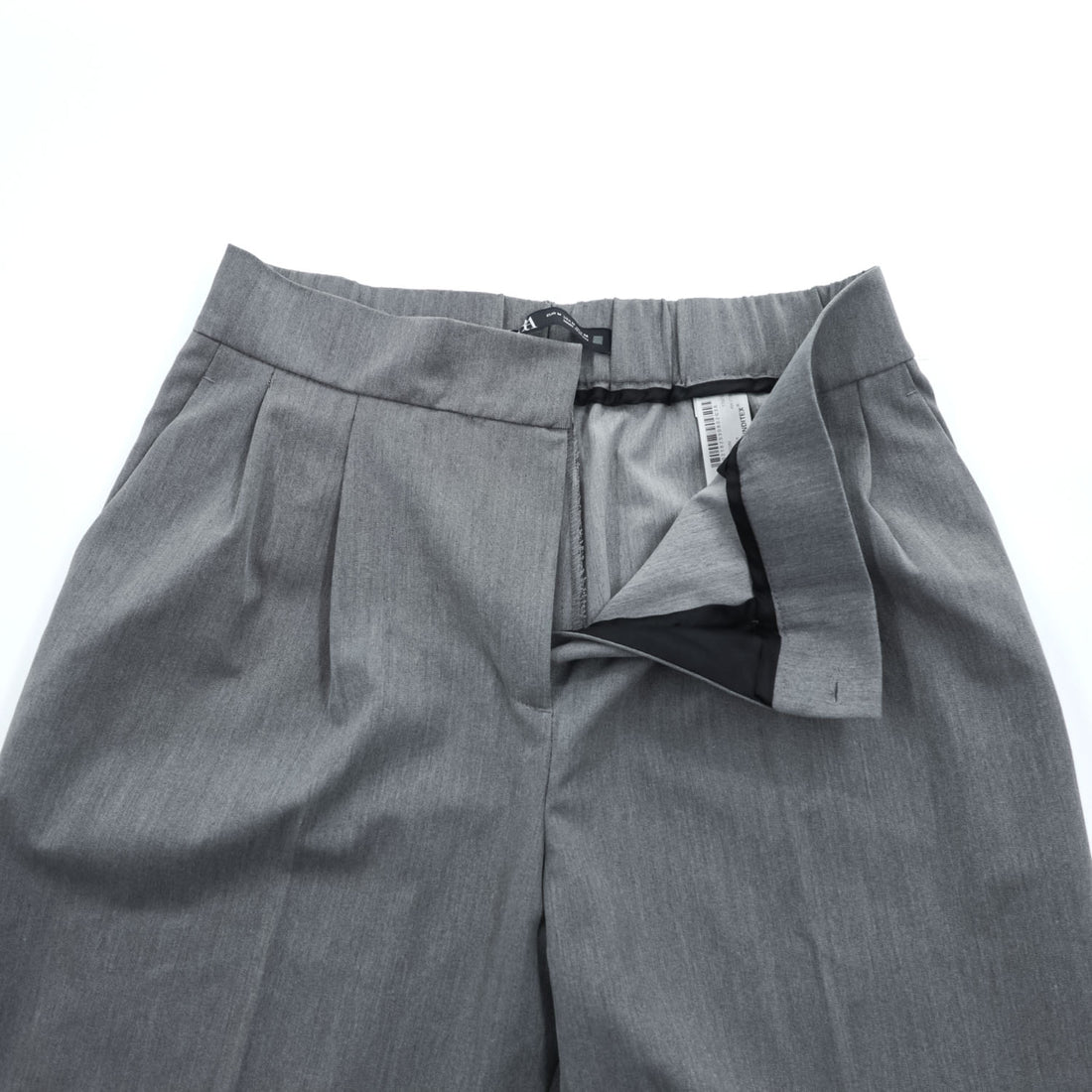 ZARA 2-Tuck Pleated Wide Slacks Pants Trousers Size M, Gray, Stretch, Double Cuffs