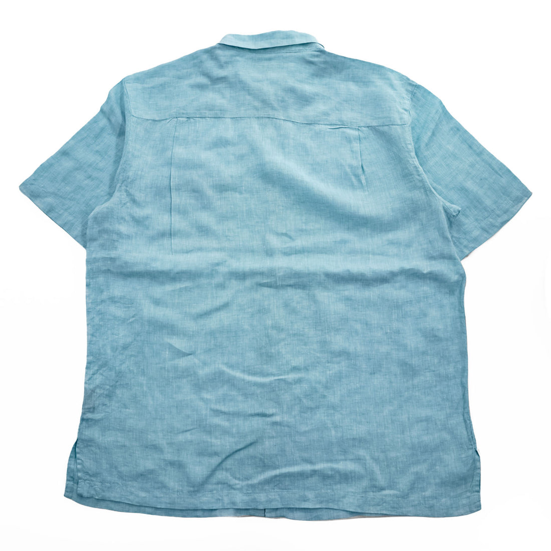 Weekender 半袖 リネン シャツ XL サックスブルー 麻100% ビッグサイズ Finest Linen 胸ポケット