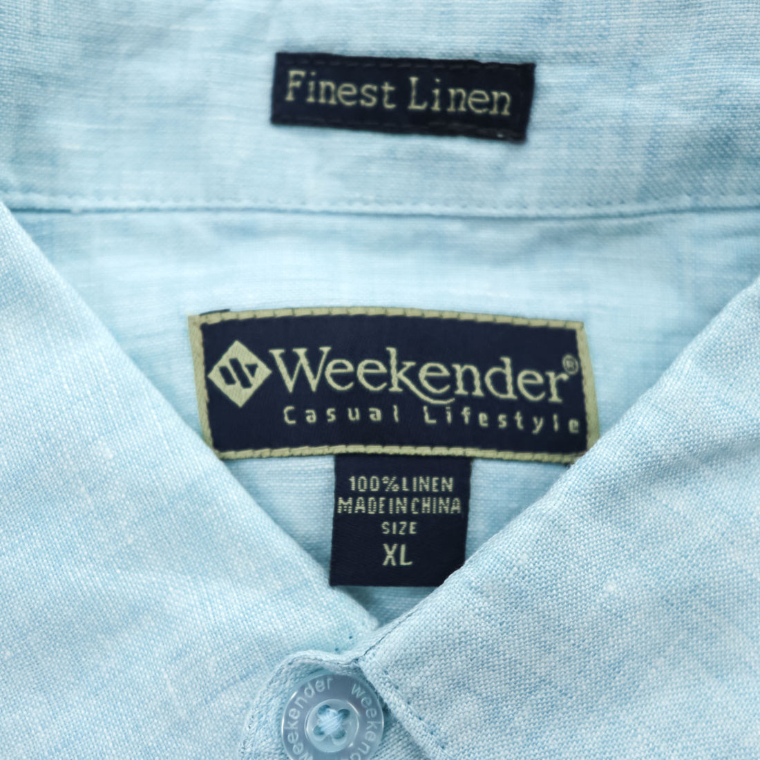Weekender 半袖 リネン シャツ XL サックスブルー 麻100% ビッグサイズ Finest Linen 胸ポケット