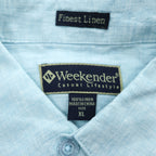 Weekender 半袖 リネン シャツ XL サックスブルー 麻100% ビッグサイズ Finest Linen 胸ポケット