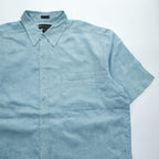 Weekender 半袖 リネン シャツ XL サックスブルー 麻100% ビッグサイズ Finest Linen 胸ポケット