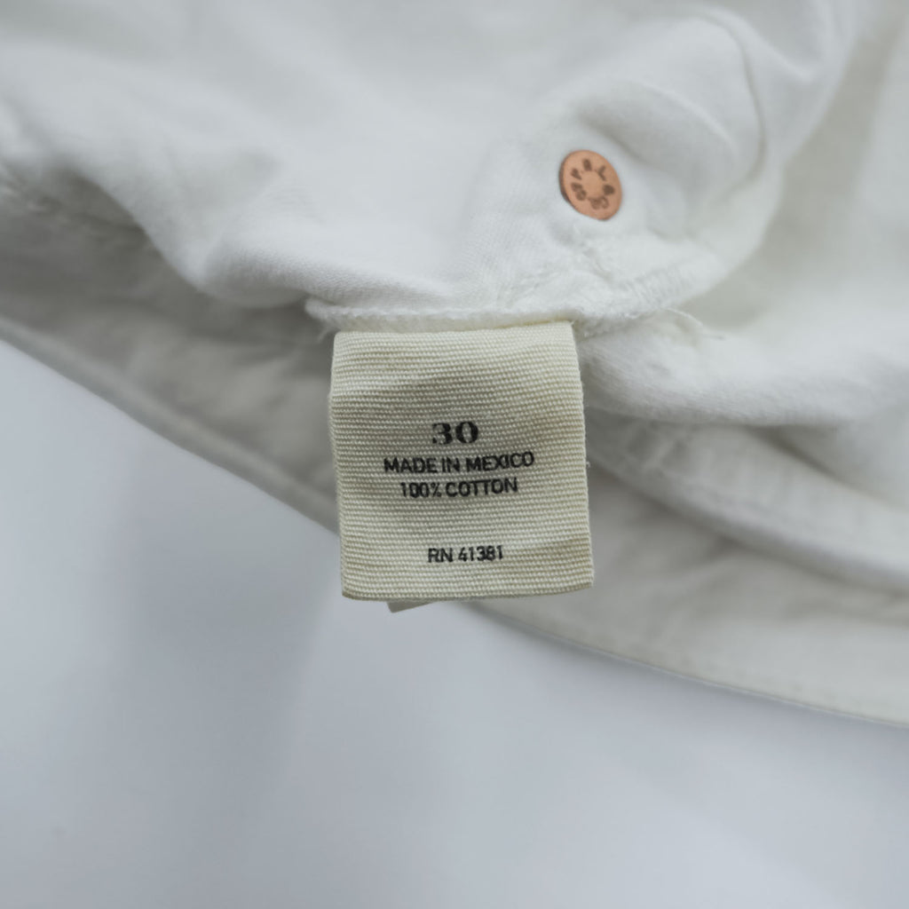 Polo Ralph Lauren ダメージ加工 カットオフ ショートパンツ L ホワイト デニム レザーパッチ