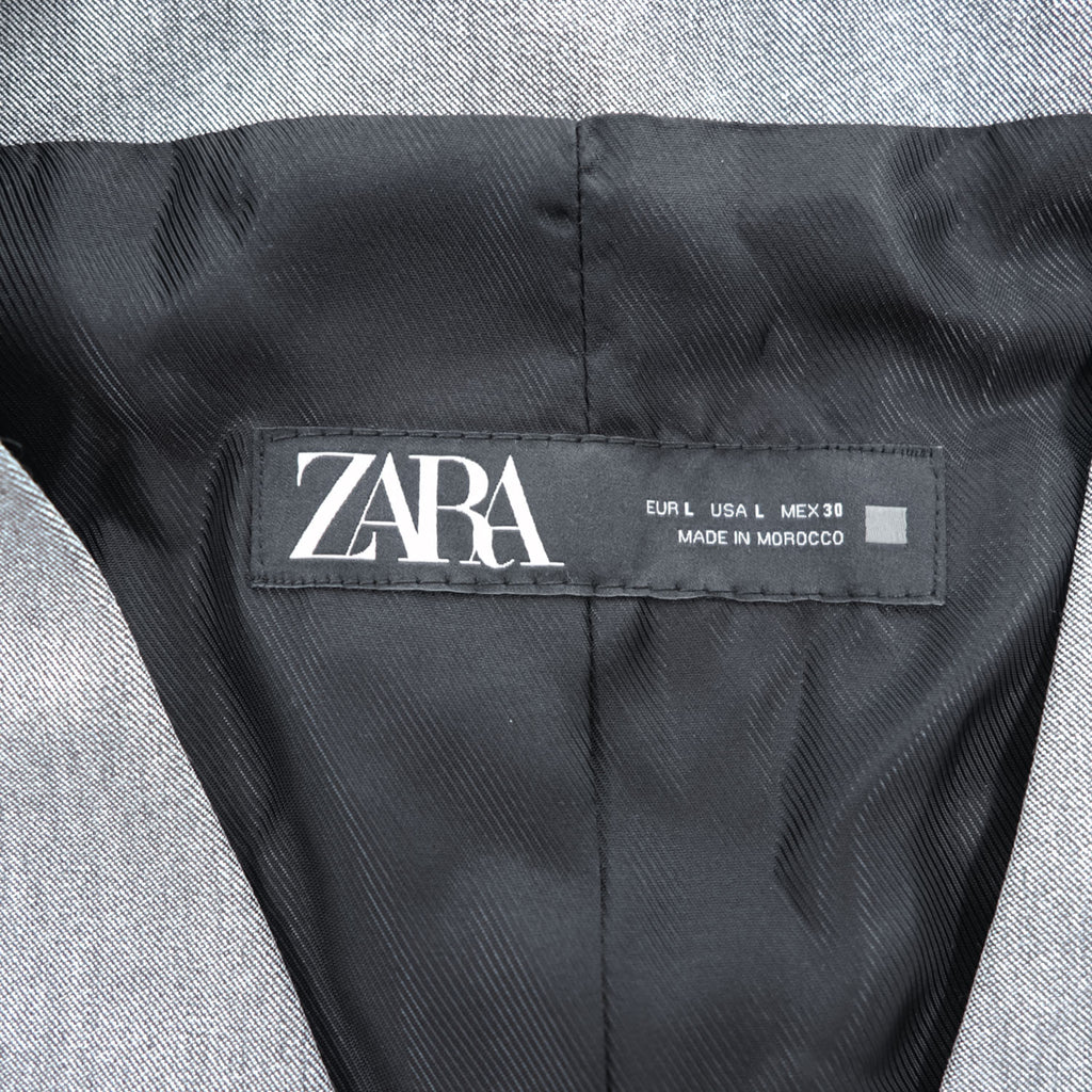 ZARA ジレ スーツベスト L グレー ストレッチ シンチバック ベルト