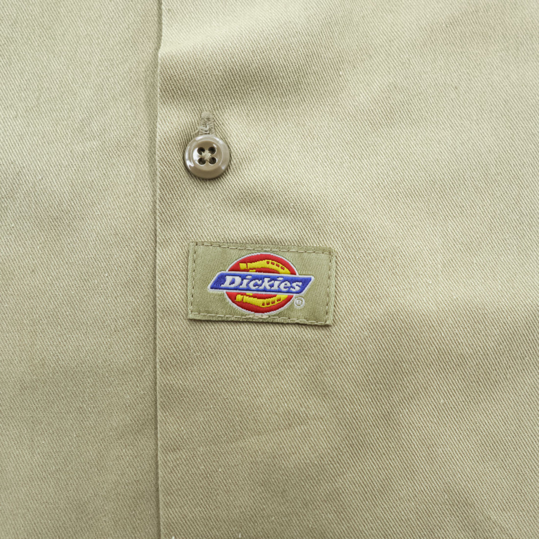 Dickies 長袖 ワークシャツ L カーキ ベージュ TCツイル ダブルポケット