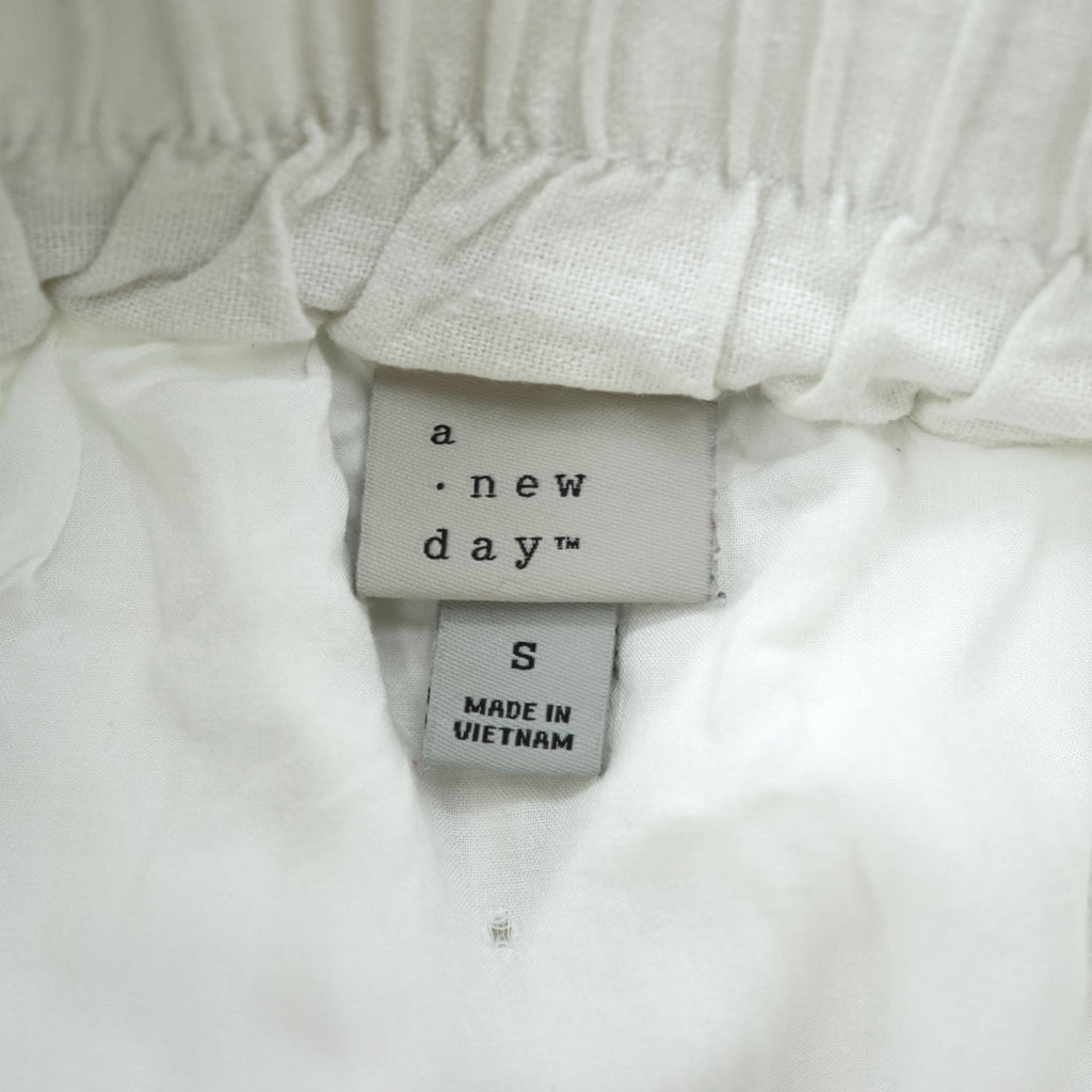 A New Day Women's Off White Ivory Elastic Waist A-Line Midi Maxi Skirt Size S Made in Vietnam
