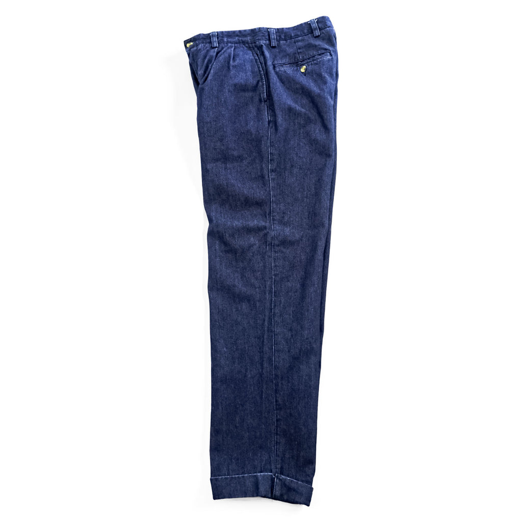 TOMMY HILFIGER 90年代 ヴィンテージ 2タック デニムスラックス パンツ W29 プリーツ ダブルカフス トラウザーズ テーパード