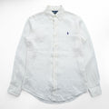 Polo Ralph Lauren 90年代 ヴィンテージ 長袖 シャツ S ホワイト スモールポニー ロゴ 刺繍 CUSTOM FIT ボタンダウン