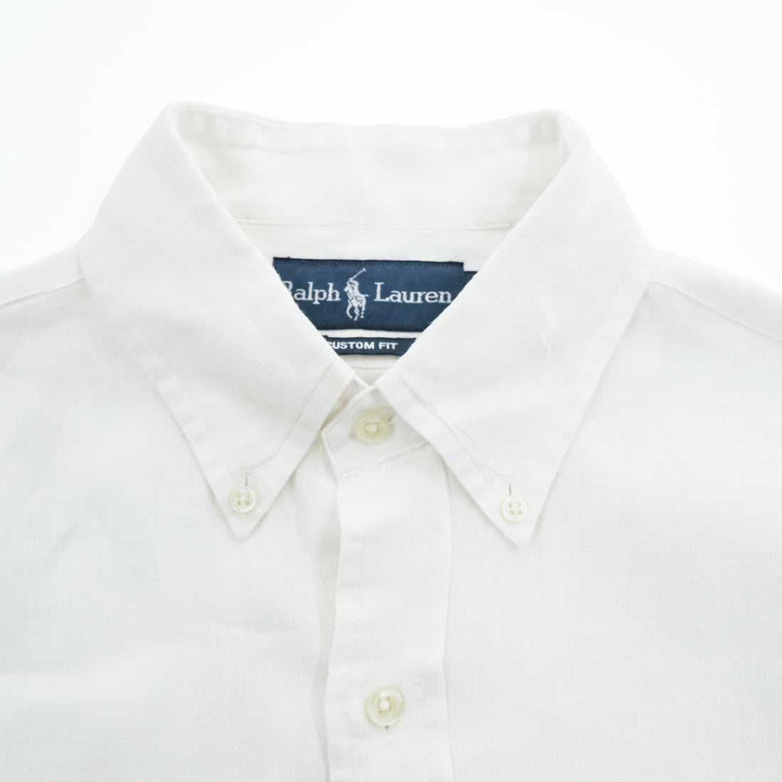 Polo Ralph Lauren 90年代 ヴィンテージ 長袖 シャツ S ホワイト スモールポニー ロゴ 刺繍 CUSTOM FIT ボタンダウン