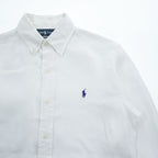 Polo Ralph Lauren 90年代 ヴィンテージ 長袖 シャツ S ホワイト スモールポニー ロゴ 刺繍 CUSTOM FIT ボタンダウン