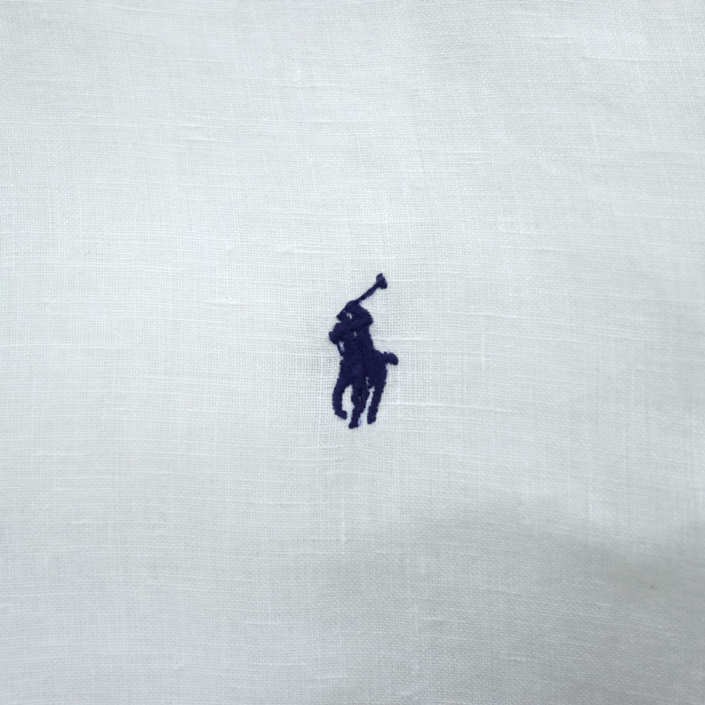 Polo Ralph Lauren 90年代 ヴィンテージ 長袖 シャツ S ホワイト スモールポニー ロゴ 刺繍 CUSTOM FIT ボタンダウン
