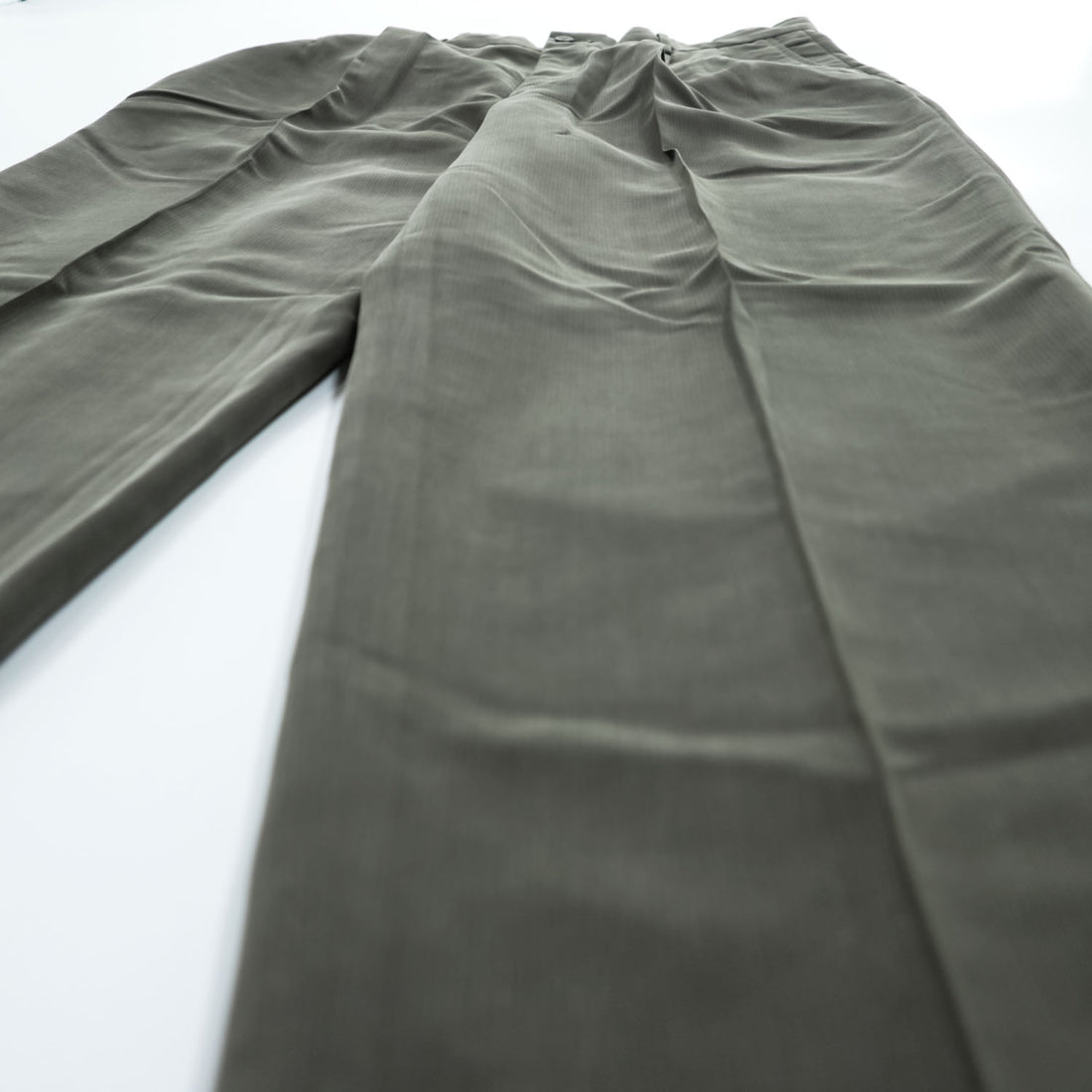 90年代 ヴィンテージ 2タック ワイド スラックス Claiborne W34 L32 オリーブ グレーグリーン プリーツ ダブルカフス テーパード パンツ