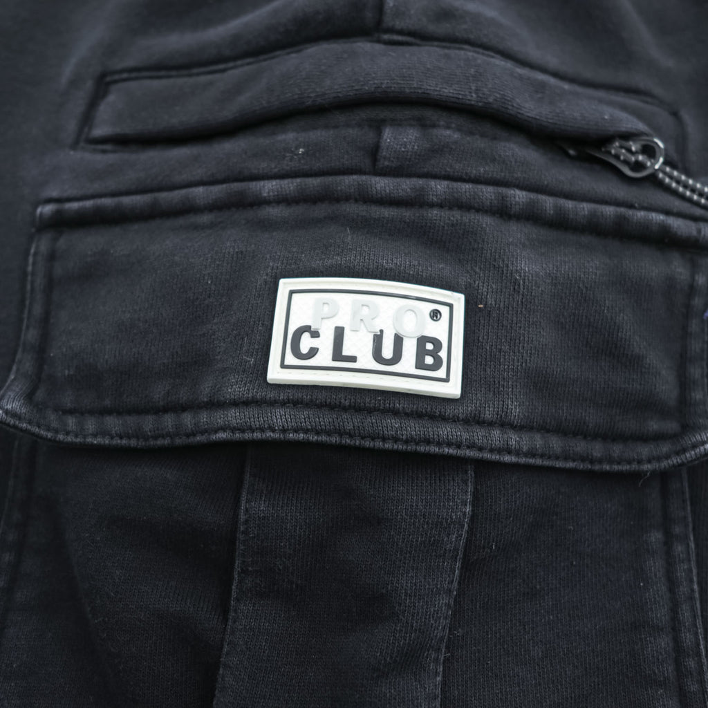 PRO CLUB ヘビーウェイト スウェットショーツ カーゴ ハーフパンツ L ブラック COMFORT ポケット
