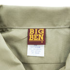 BIG BEN 半袖 ワークシャツ XL カーキ ベージュ TCツイル 65/35 フラップポケット ST62KH デッドストック 未使用品