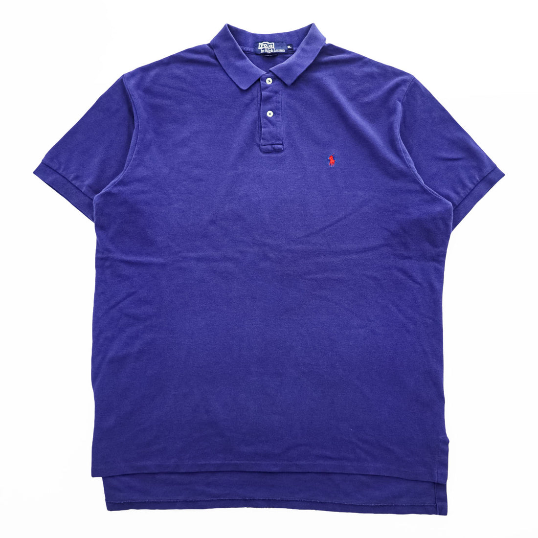 Polo Ralph Lauren 90年代 ヴィンテージ USA製 ポロシャツ XL ブルー 鹿の子 スモールポニー ロゴ 刺繍