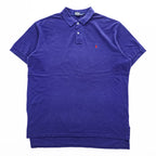 Polo Ralph Lauren 90年代 ヴィンテージ USA製 ポロシャツ XL ブルー 鹿の子 スモールポニー ロゴ 刺繍
