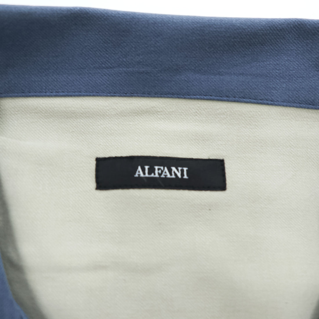 90年代 ヴィンテージ 半袖 シルクシャツ ALFANI ブルー ベージュ XL ライン 開襟 オープンカラー