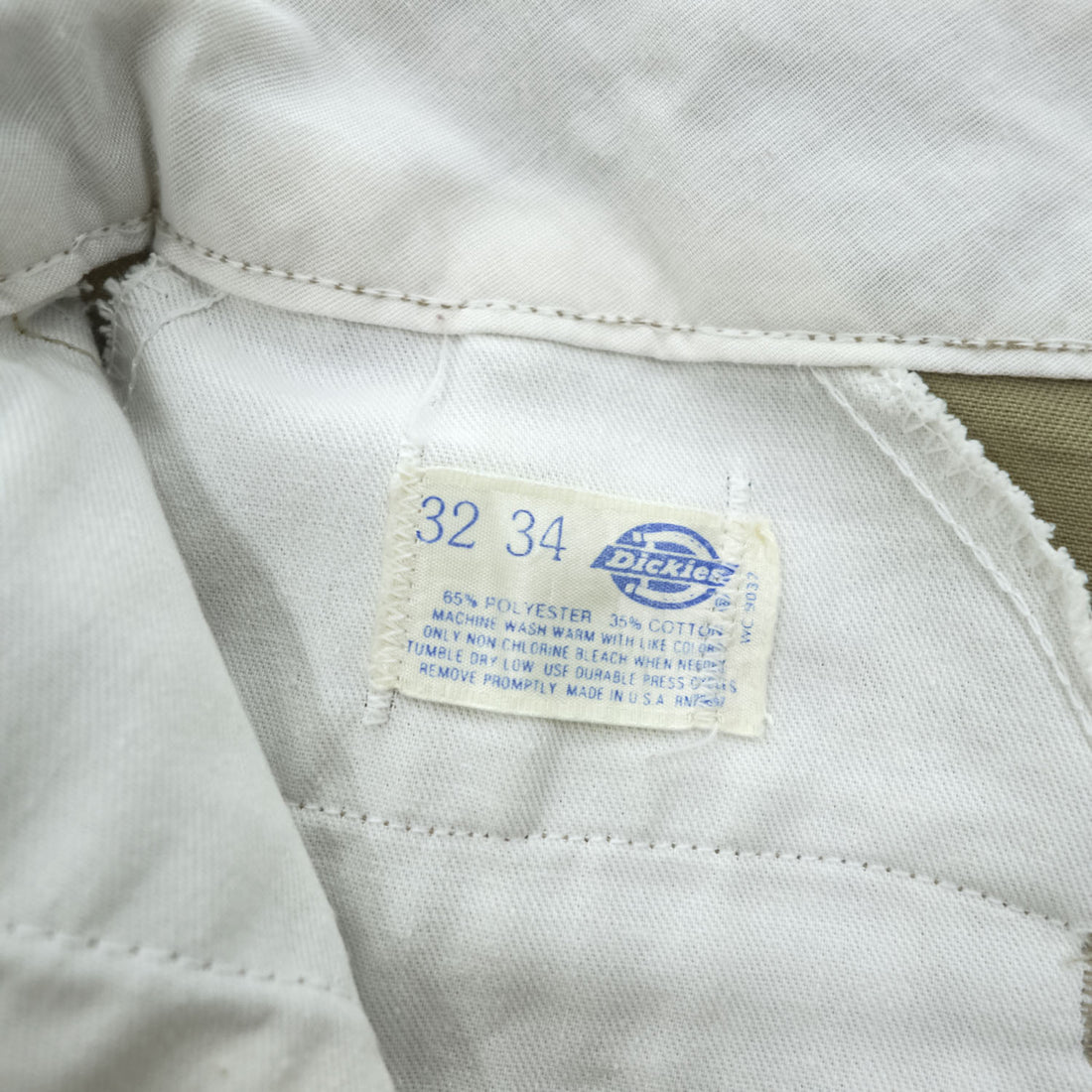 Dickies 80年代 USA製 ヴィンテージ ワークパンツ チノパンツ W32 L34 オリーブ カーキ グリーン 65/35 ツイル センタープレス 白タグ