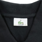 LACOSTE ポロシャツワンピース L ブラック 鹿の子 フルボタン 前開き ロング ワニ刺繍