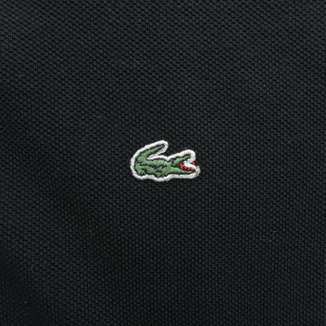 LACOSTE ポロシャツワンピース L ブラック 鹿の子 フルボタン 前開き ロング ワニ刺繍
