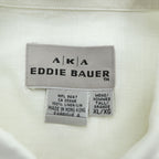 Eddie Bauer 90年代 ヴィンテージ リネン100% 長袖シャツ XL ホワイト 麻 ボタンダウン 胸ポケット