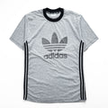 adidas 90年代 銀タグ ヴィンテージ リンガーTシャツ L グレー トレフォイルロゴ プリント サイドライン