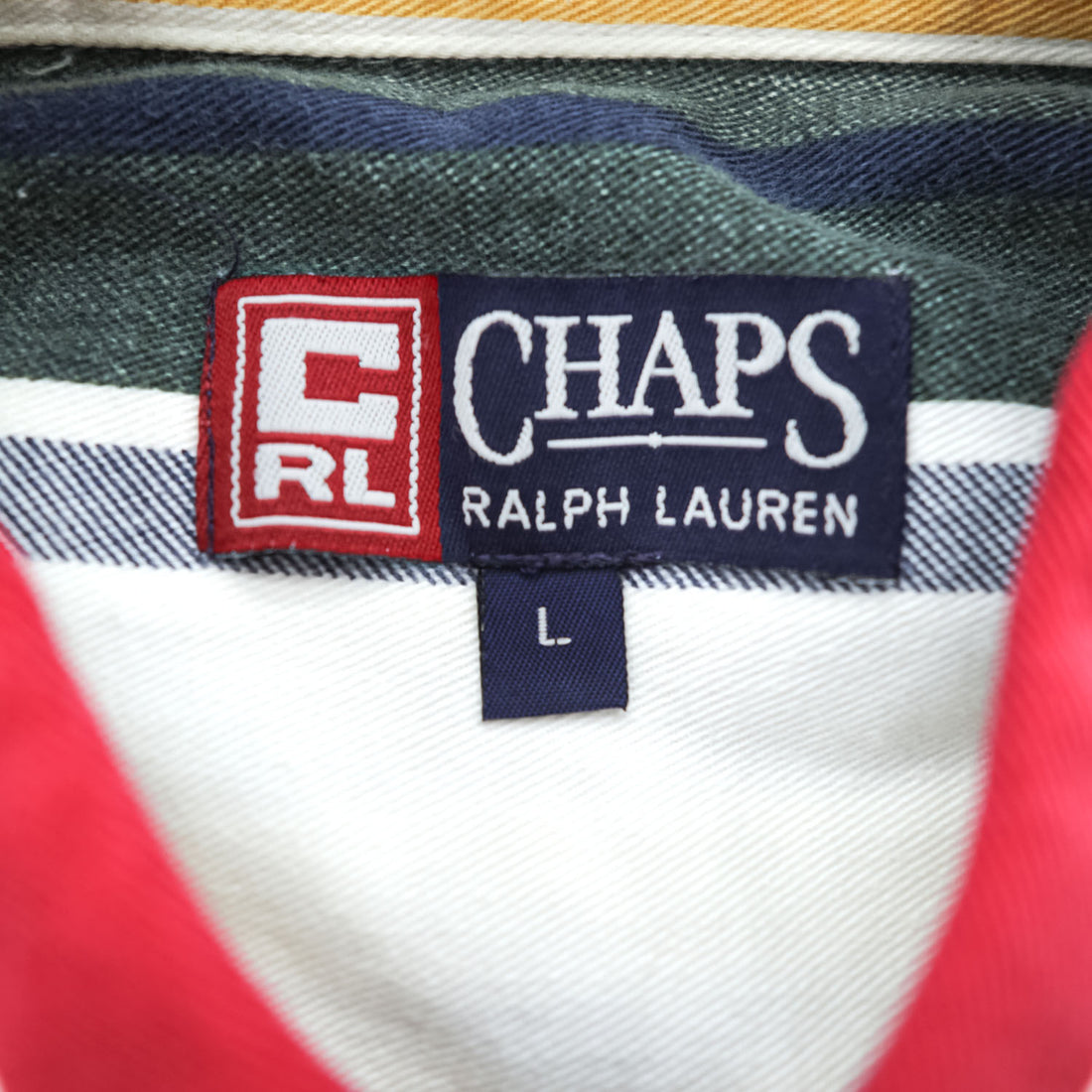 CHAPS Ralph Lauren 90年代 ヴィンテージ マルチカラー ストライプ 半袖シャツ L ボタンダウン ポケット
