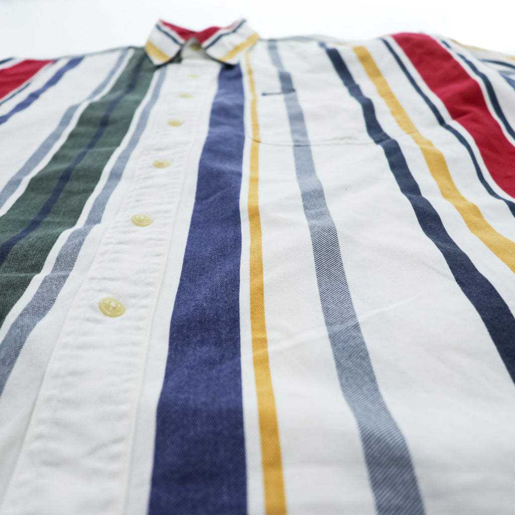 CHAPS Ralph Lauren 90年代 ヴィンテージ マルチカラー ストライプ 半袖シャツ L ボタンダウン ポケット