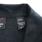90年代 ヴィンテージ リネン オープンカラー 半袖シャツ GREG NORMAN XL ブラック 開襟 麻