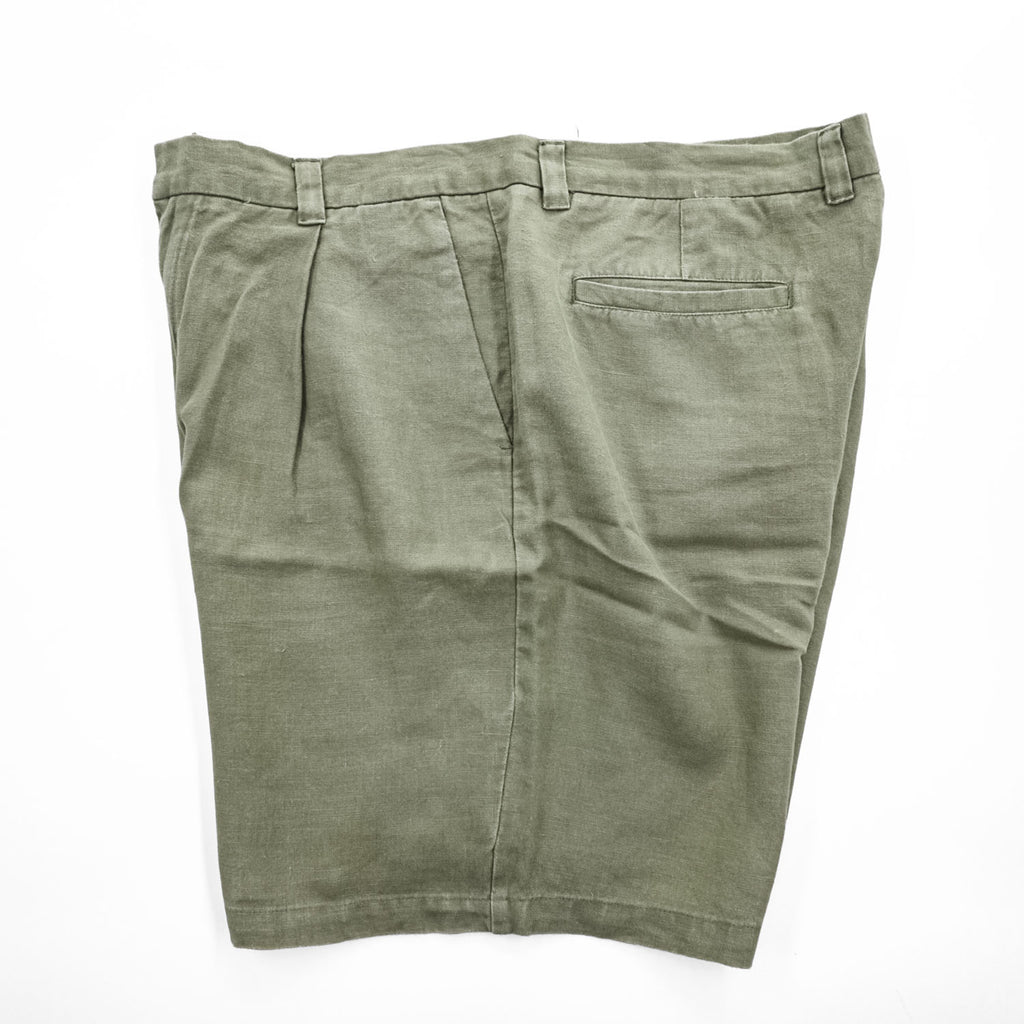 BRANDINI リネンショーツ ショートパンツ ハーフパンツ L ベージュ タック プリーツ 麻100%