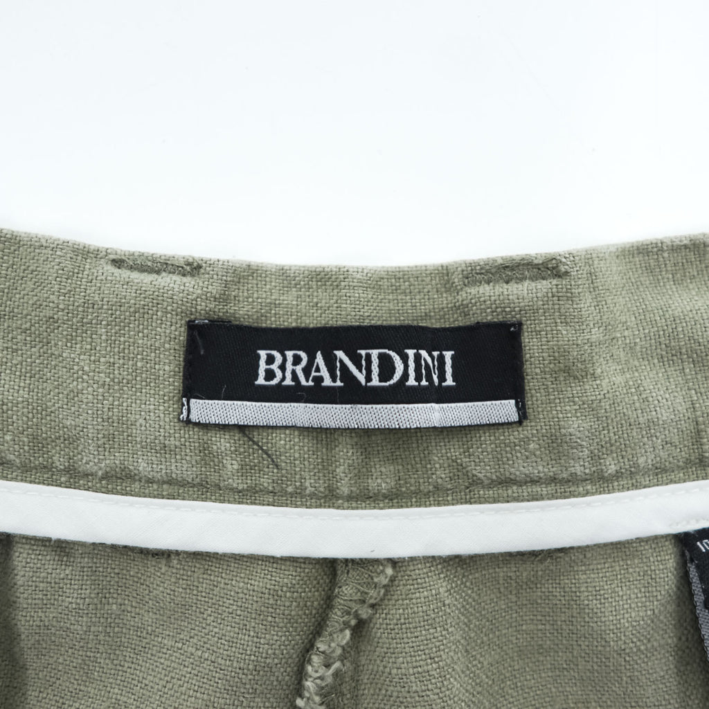 BRANDINI リネンショーツ ショートパンツ ハーフパンツ L ベージュ タック プリーツ 麻100%