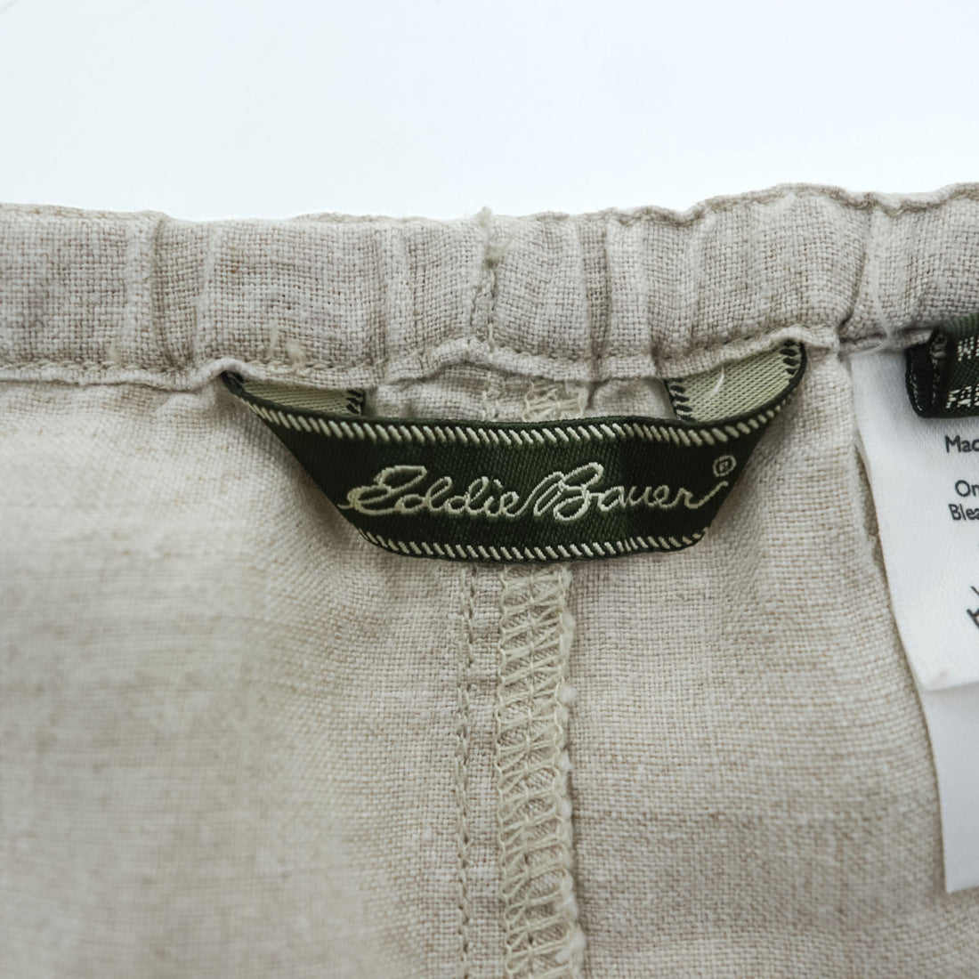 Eddie Bauer リネン ロングスカート L ナチュラル ベージュ 麻100% フレア ドローコード 6425