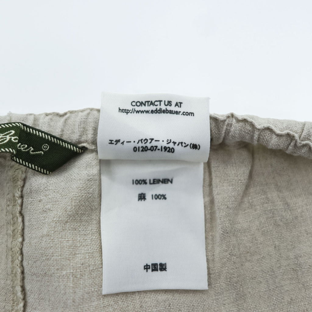 Eddie Bauer リネン ロングスカート L ナチュラル ベージュ 麻100% フレア ドローコード 6425