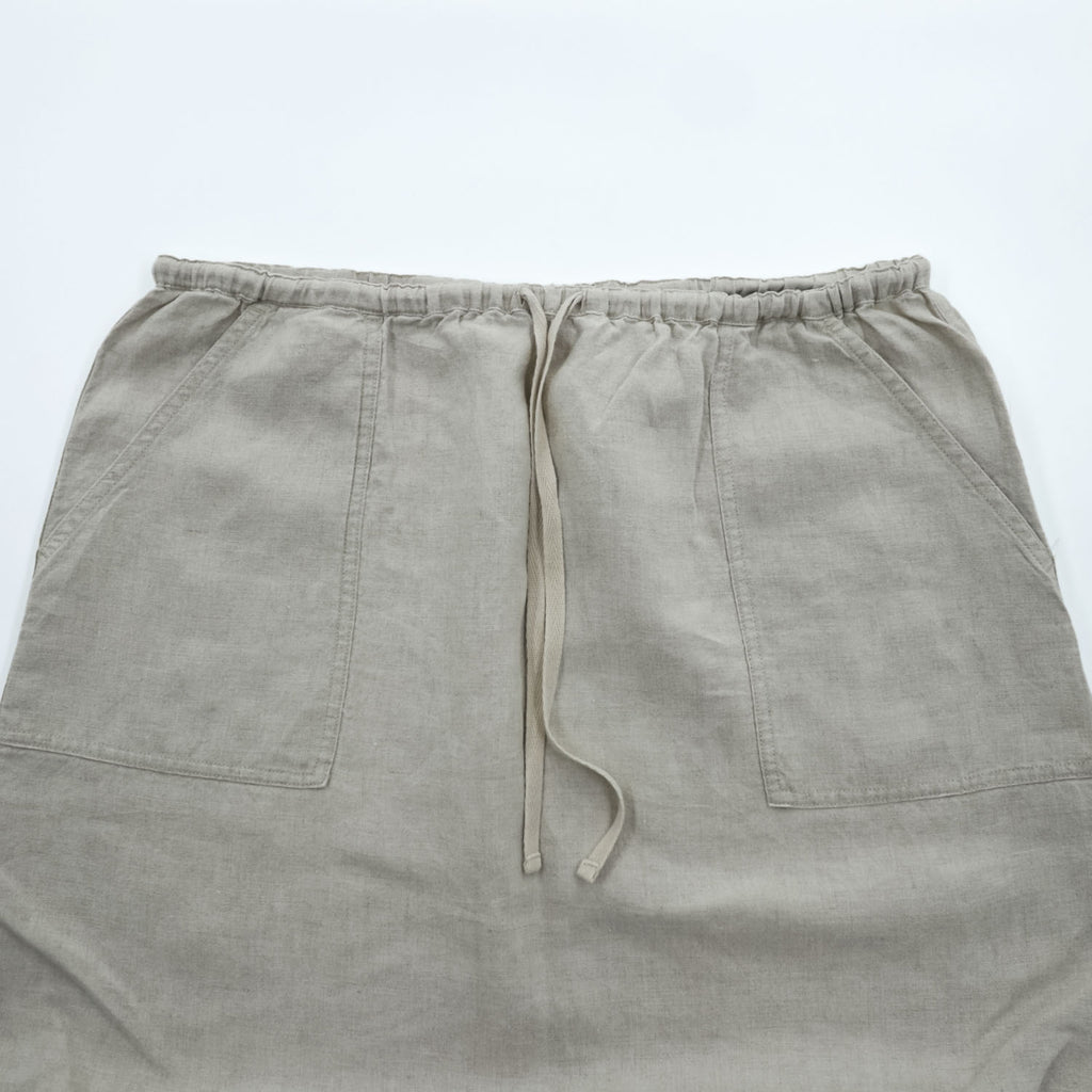 Eddie Bauer リネン ロングスカート L ナチュラル ベージュ 麻100% フレア ドローコード 6425