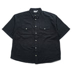 90年代 ヴィンテージ リネン 半袖シャツ SOUTHERN MANNERMODE 麻 XL ブラック ワイド 短丈 オーバーサイズ
