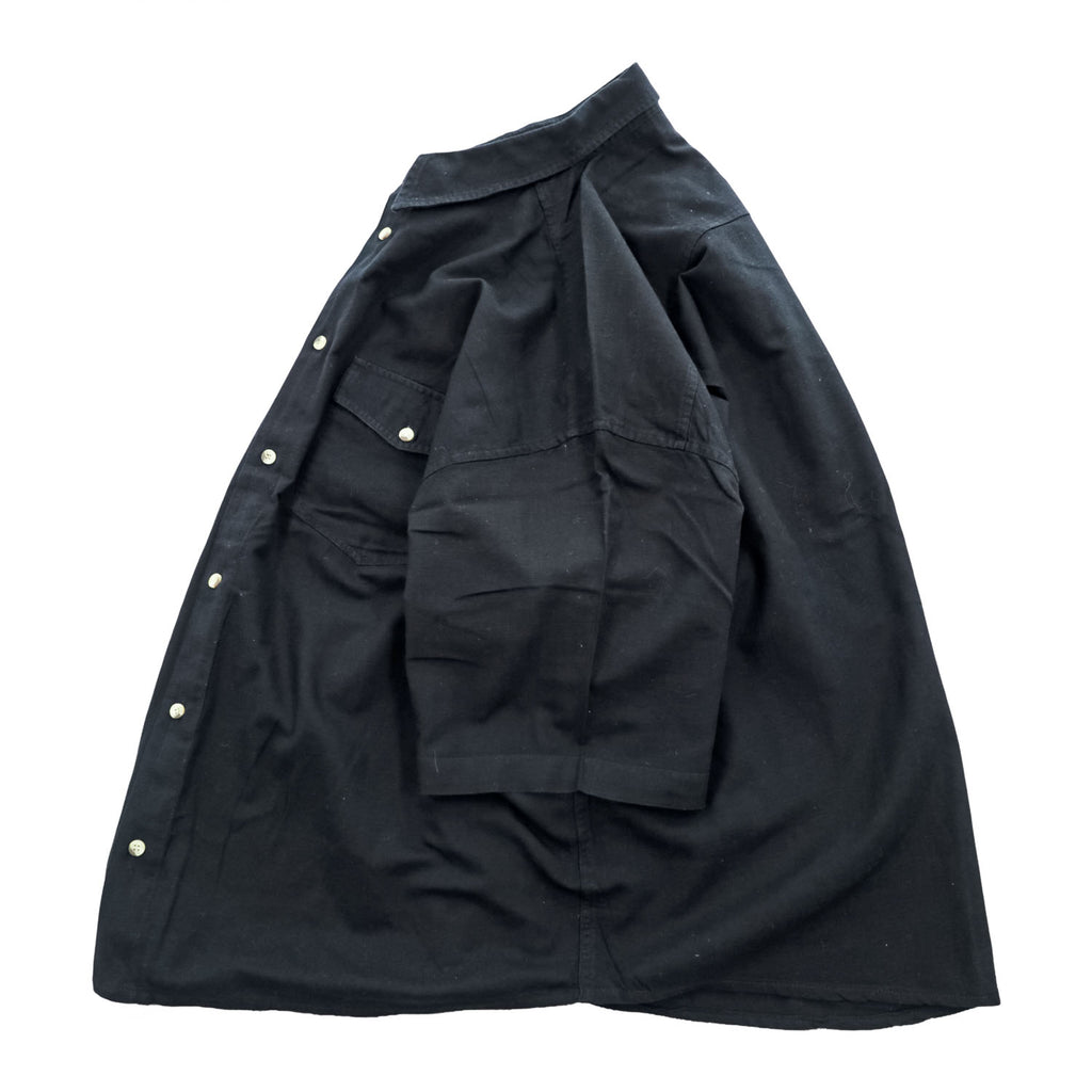 90年代 ヴィンテージ リネン 半袖シャツ SOUTHERN MANNERMODE 麻 XL ブラック ワイド 短丈 オーバーサイズ