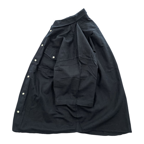 90年代 ヴィンテージ リネン 半袖シャツ SOUTHERN MANNERMODE 麻 XL ブラック ワイド 短丈 オーバーサイズ