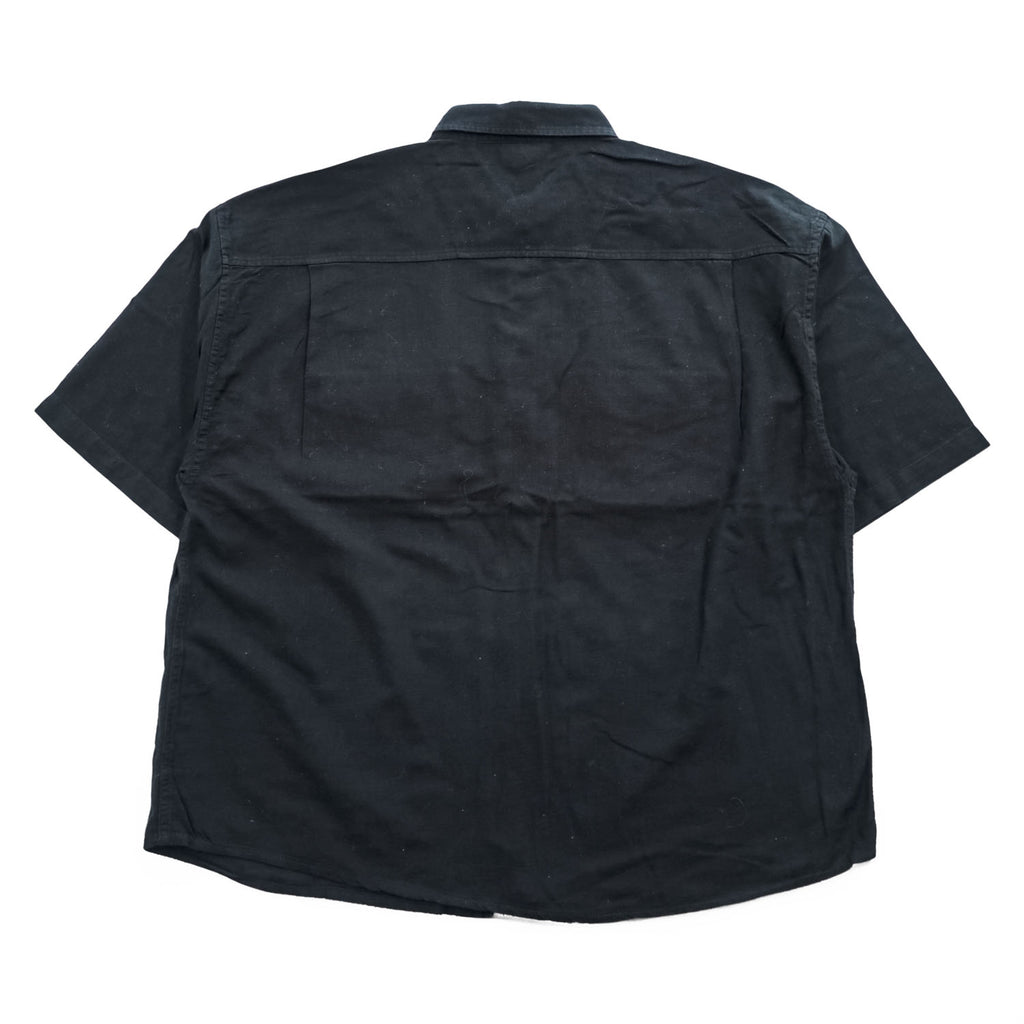 90年代 ヴィンテージ リネン 半袖シャツ SOUTHERN MANNERMODE 麻 XL ブラック ワイド 短丈 オーバーサイズ
