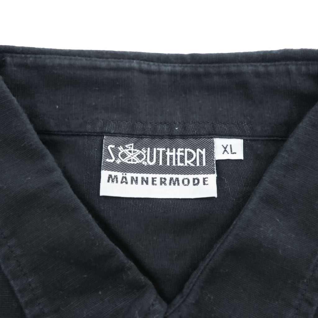 90年代 ヴィンテージ リネン 半袖シャツ SOUTHERN MANNERMODE 麻 XL ブラック ワイド 短丈 オーバーサイズ