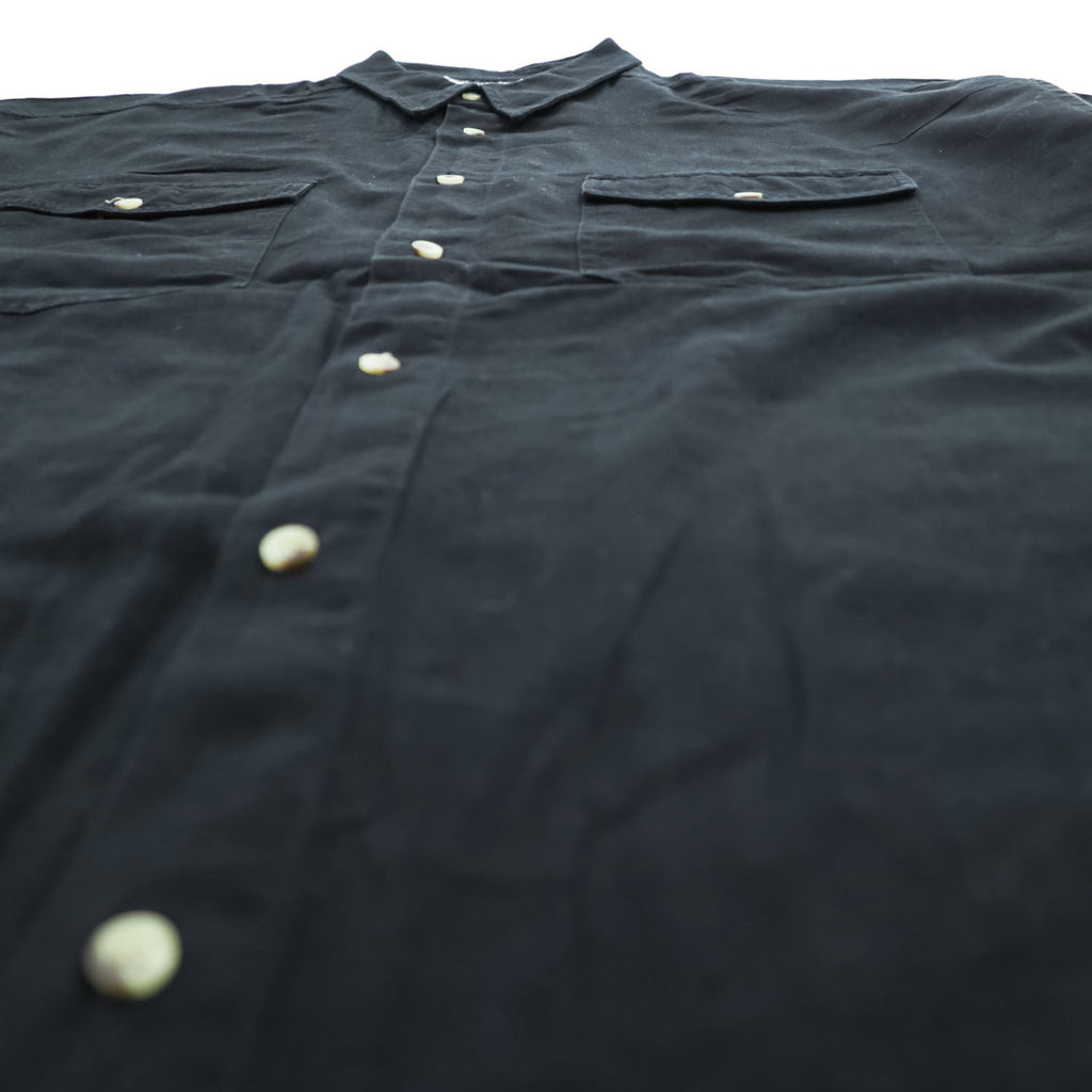 90年代 ヴィンテージ リネン 半袖シャツ SOUTHERN MANNERMODE 麻 XL ブラック ワイド 短丈 オーバーサイズ