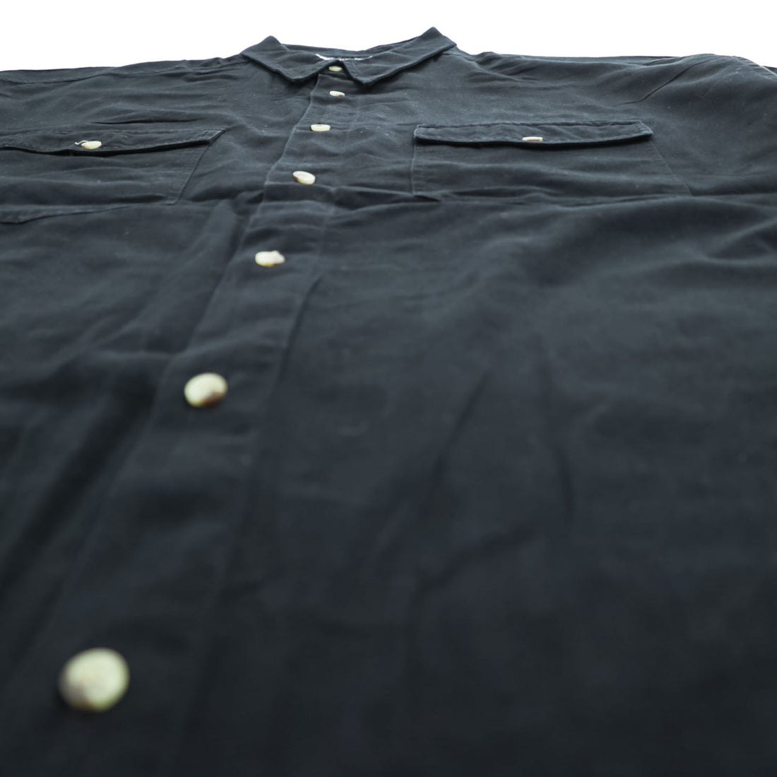 90年代 ヴィンテージ リネン 半袖シャツ SOUTHERN MANNERMODE 麻 XL ブラック ワイド 短丈 オーバーサイズ