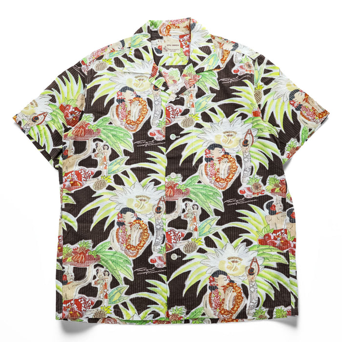 SUN SURF アロハシャツ ROYAL HAWAIIAN 半袖 オープンカラーシャツ L 50年代 実名復刻 SPECIAL EDITION シアサッカー 開襟