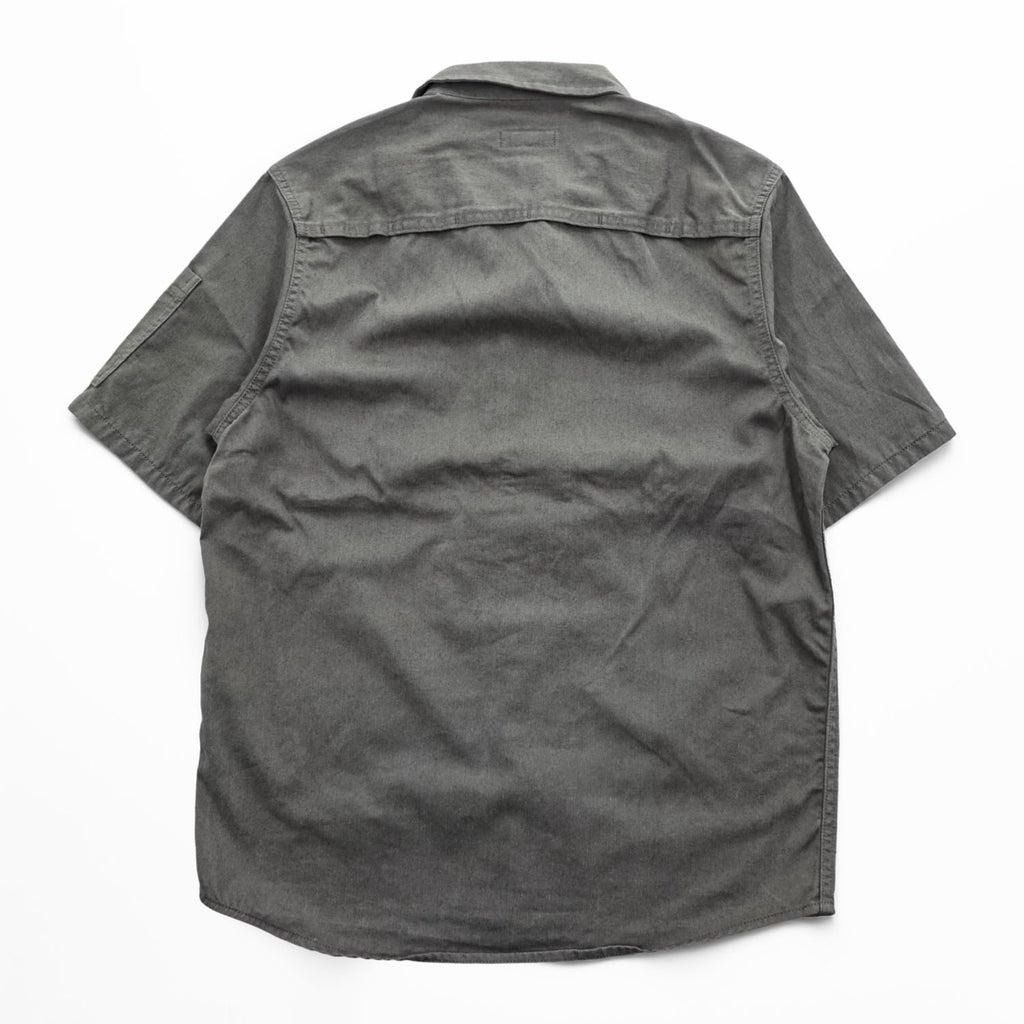 Patagonia ショップシャツ 半袖 ワークシャツ S グレー ヘンプ オーガニックコットン 比翼 オープンカラー 開襟 53295