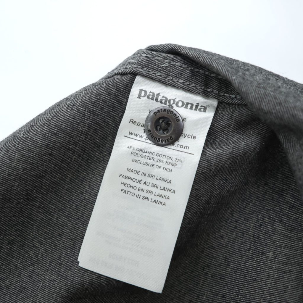 Patagonia ショップシャツ 半袖 ワークシャツ S グレー ヘンプ オーガニックコットン 比翼 オープンカラー 開襟 53295